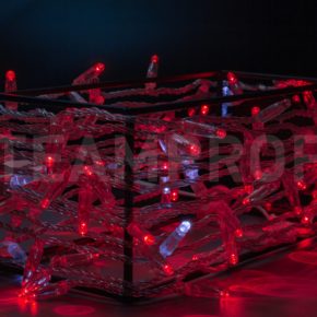 Гирлянда TPF, 10 м, 220В, флэш, колпачок, КРАСНЫЙ, прозрачный провод Код: 040113